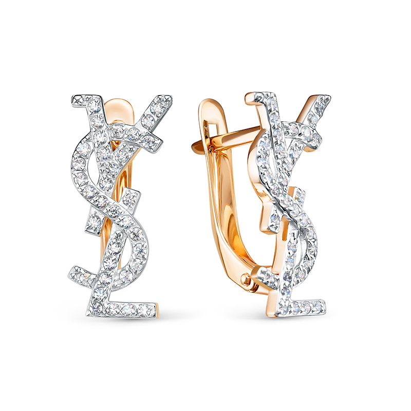 Серьги из красного золота с фианитами Ювелирное изделие - Серьги из красного золота с фианитами в магазине Best-Gold 128086