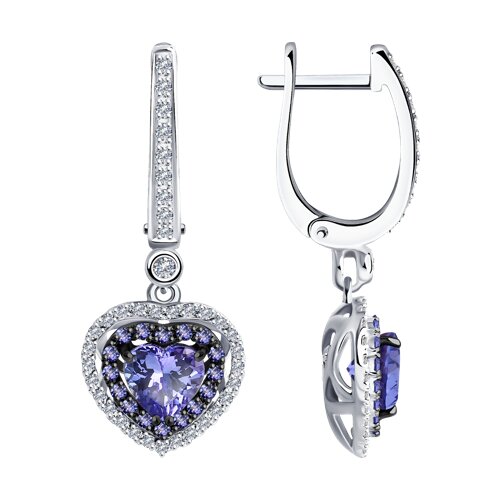 Ювелирное изделие - Серьги из белого золота с танзанитом и бриллиантами в магазине Best-Gold 144661