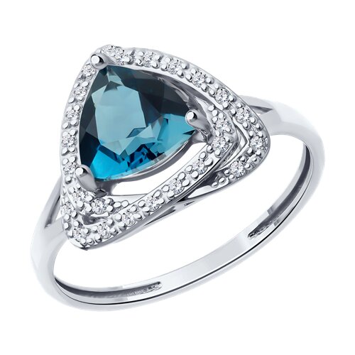 Кольцо из белого золота с топазом и бриллиантами Ювелирное изделие - Кольцо из белого золота с топазом и бриллиантами в магазине Best-Gold 144851