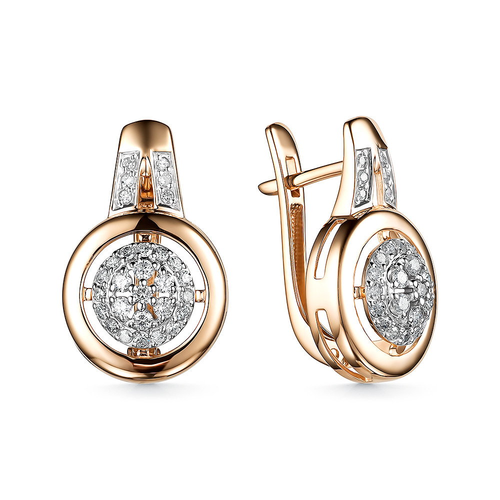 Серьги из красного золота с бриллиантами Ювелирное изделие - Серьги из красного золота с бриллиантами в магазине Best-Gold 034131