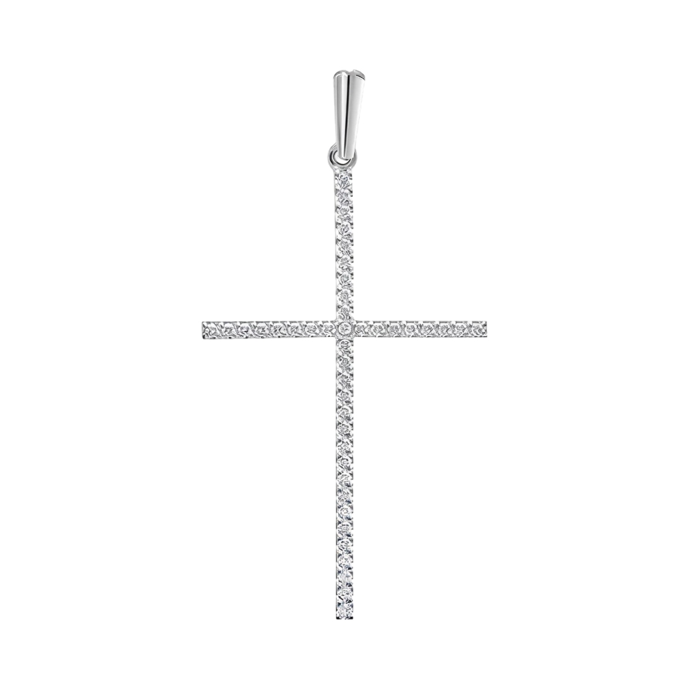 Ювелирное изделие - Крест из белого золота с бриллиантами в магазине Best-Gold 061165