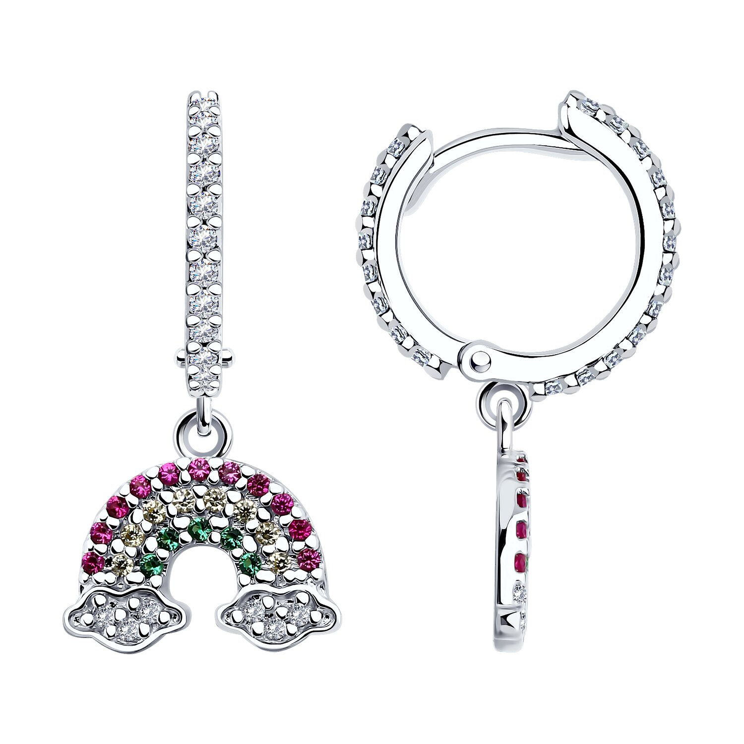 Серьги из серебра с корундами и фианитами Ювелирное изделие - Серьги из серебра с корундами и фианитами в магазине Best-Gold 140715