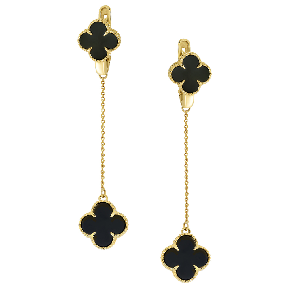 Серьги из красного золота с ониксом Ювелирное изделие - Серьги из красного золота с ониксом в магазине Best-Gold 149537