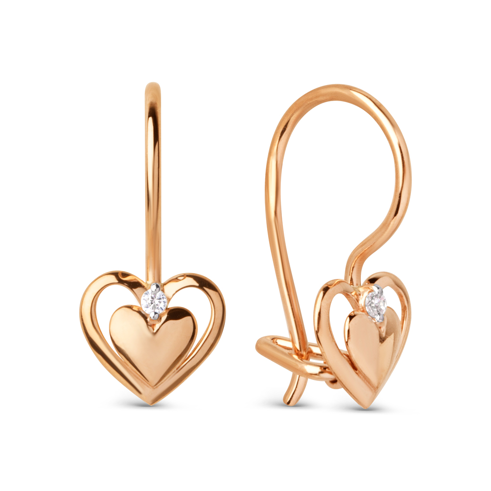 Серьги в красном золоте с фианитами Ювелирное изделие - Серьги в красном золоте с фианитами в магазине Best-Gold 129024