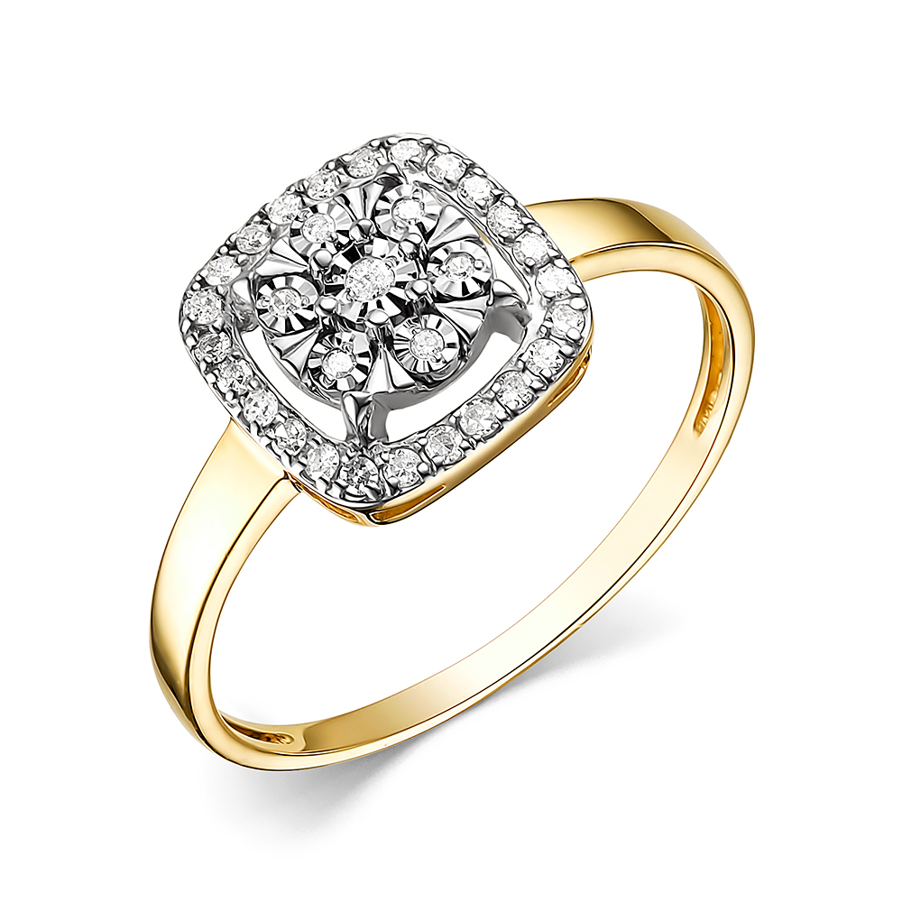 Ювелирное изделие - Кольцо из желтого золота с бриллиантами в магазине Best-Gold 148446