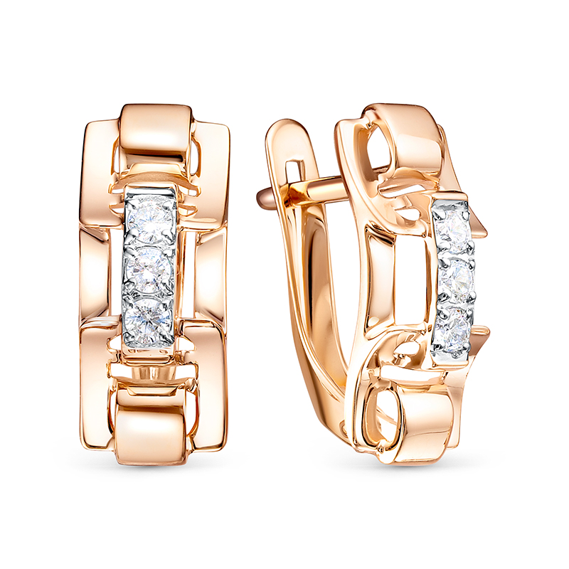 Серьги из красного золота с фианитами Ювелирное изделие - Серьги из красного золота с фианитами в магазине Best-Gold 133082