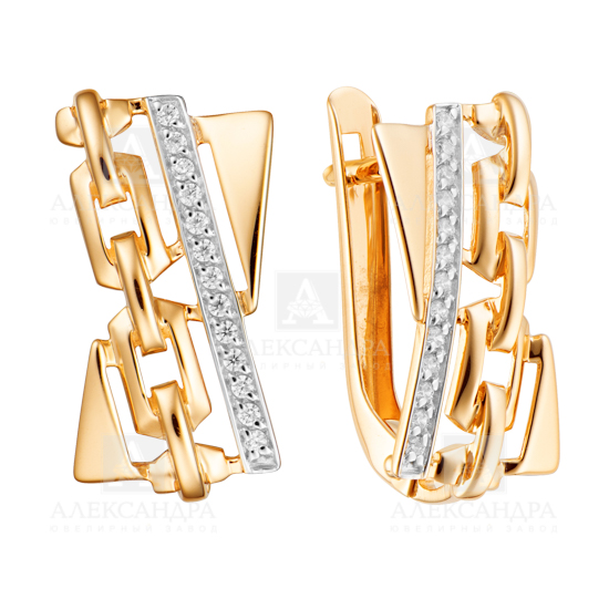 Ювелирное изделие - Серьги из красного золота с фианитами в магазине Best-Gold 050659