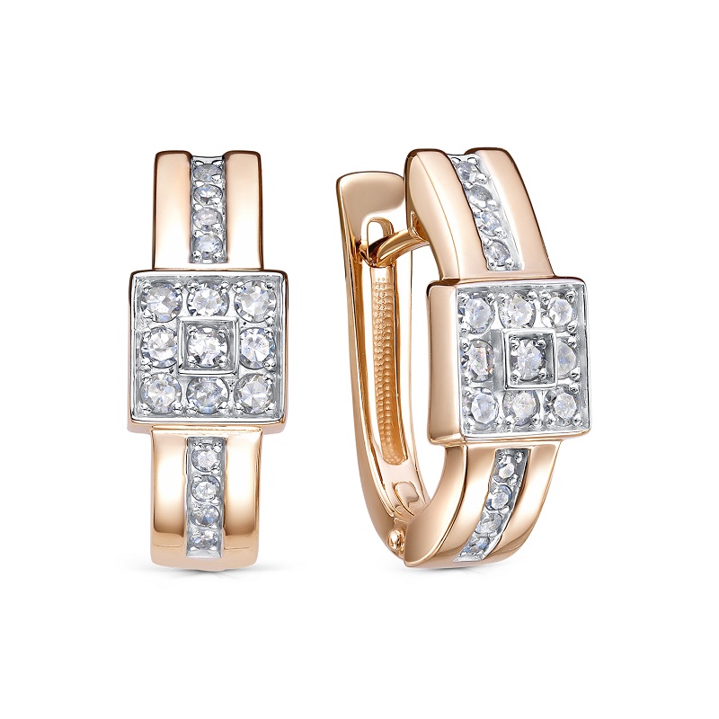 Серьги из красного золота с бриллиантами Ювелирное изделие - Серьги из красного золота с бриллиантами в магазине Best-Gold 154948