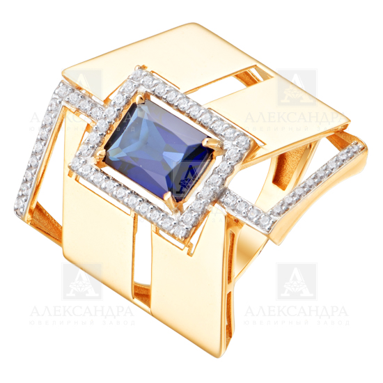 Ювелирное изделие - Кольцо из красного золота с турмалином и фианитами в магазине Best-Gold 152274