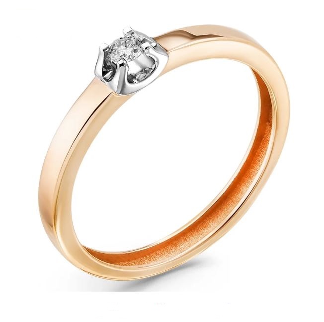 Ювелирное изделие - Кольцо из красного золота с бриллиантом в магазине Best-Gold 153966