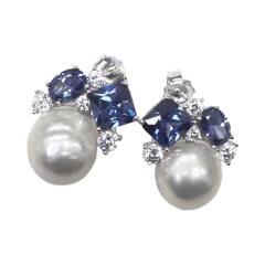 Ювелирное изделие - Серьги из серебра с жемчугом и цирконами в магазине Best-Gold 150893
