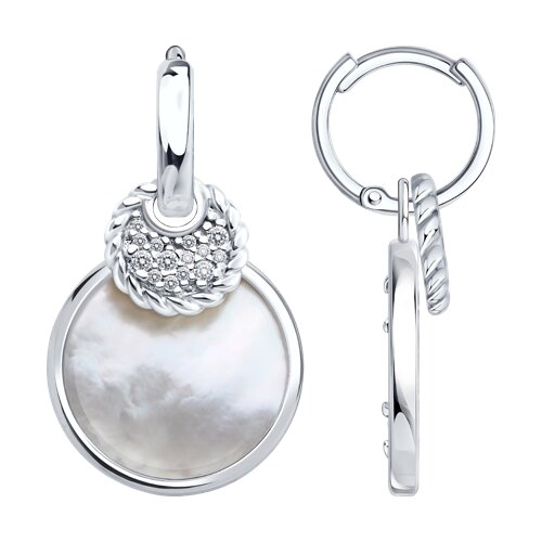 Серьги из серебра с перламутром и фианитами Ювелирное изделие - Серьги из серебра с перламутром и фианитами в магазине Best-Gold 152900