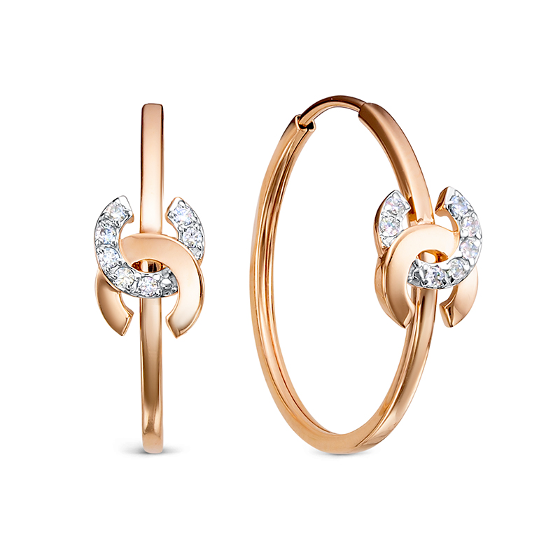 Серьги из красного золота с фианитами Ювелирное изделие - Серьги из красного золота с фианитами в магазине Best-Gold 107571