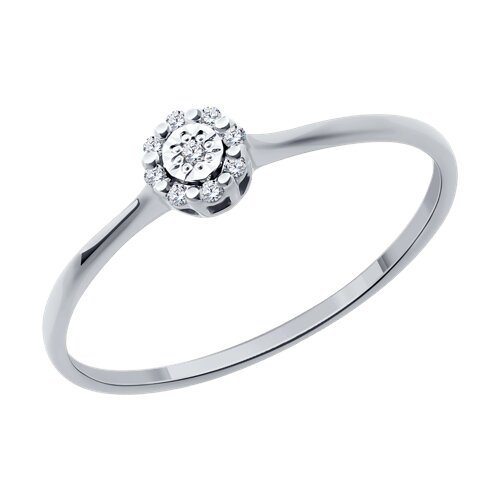 Кольцо помолвочное из белого золота с бриллиантами