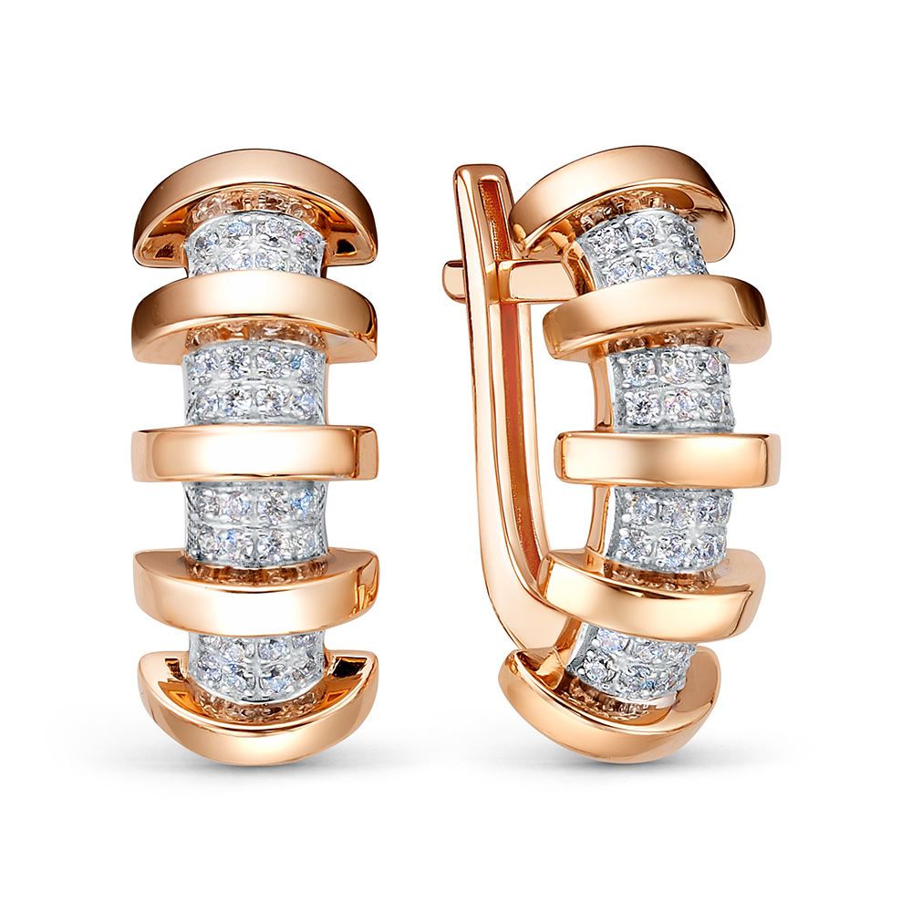 Серьги из красного золота с фианитами Ювелирное изделие - Серьги из красного золота с фианитами в магазине Best-Gold 149562