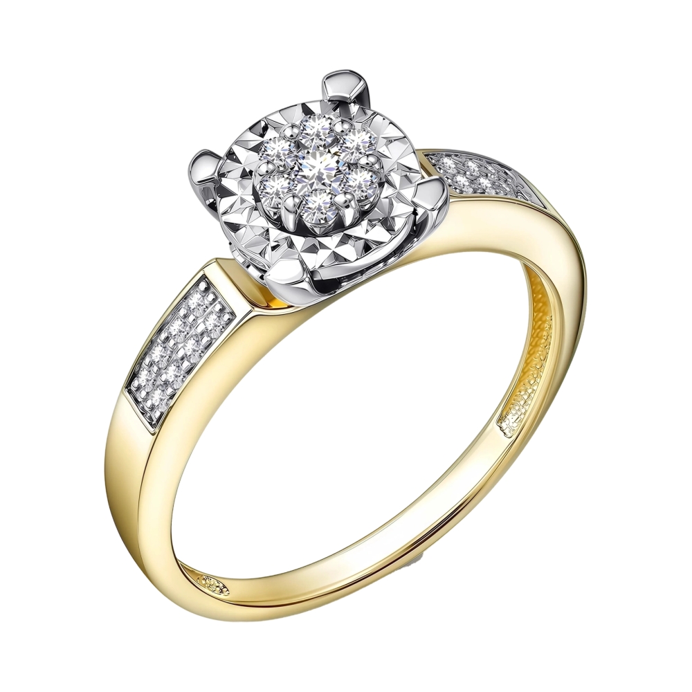 Кольцо из желтого золота с бриллиантами Ювелирное изделие - Кольцо из желтого золота с бриллиантами в магазине Best-Gold 141612