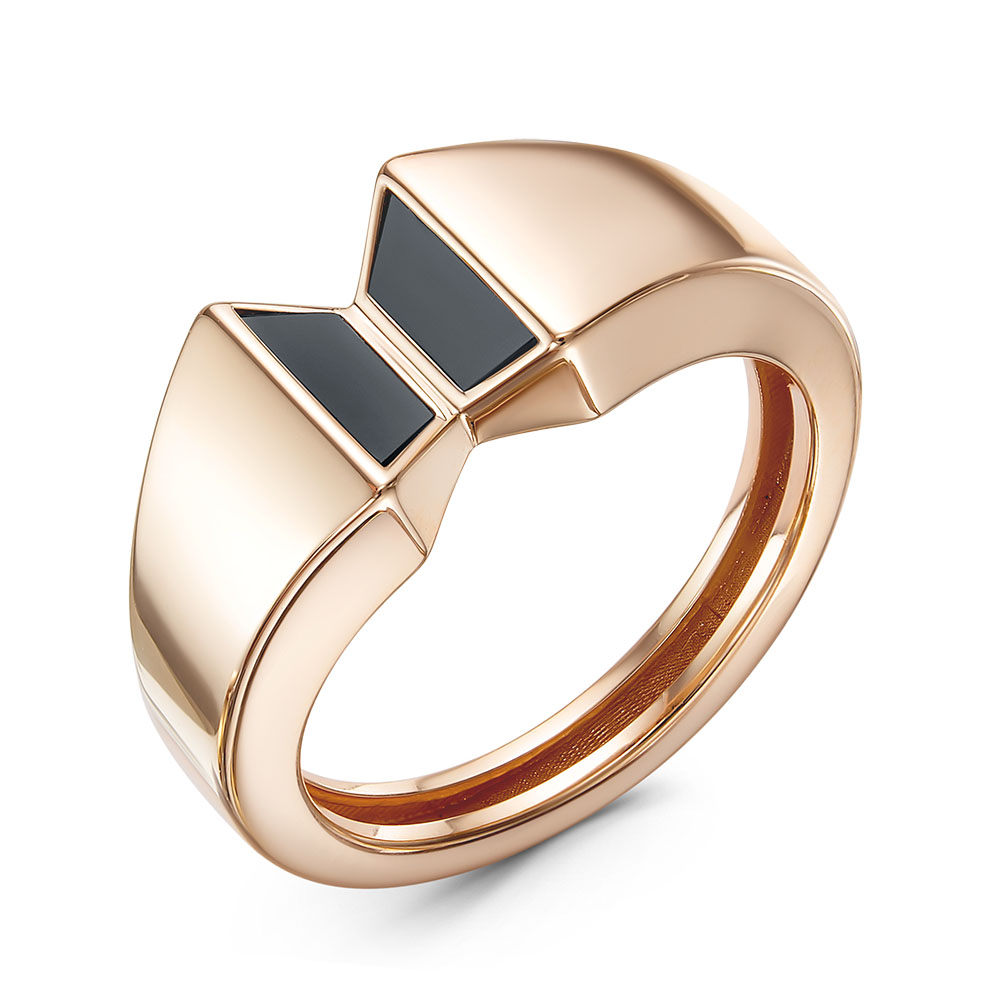 Кольцо из красного золота с ониксом