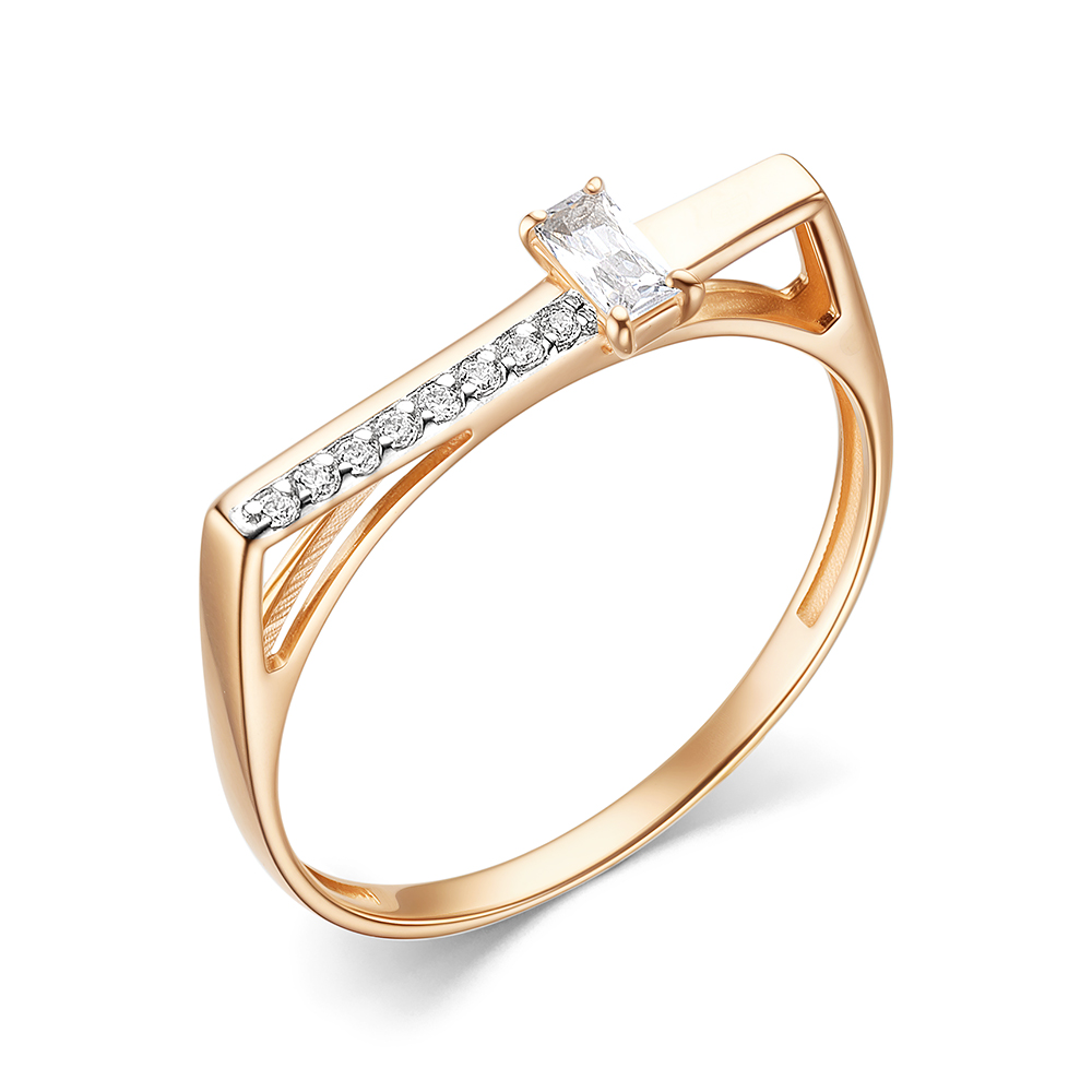 Кольцо из красного золота с фианитами