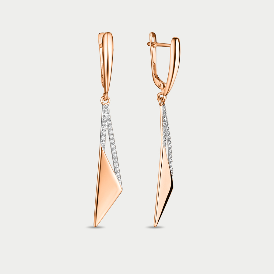 Ювелирное изделие - Серьги в белом золоте с фианитами в магазине Best-Gold 129009