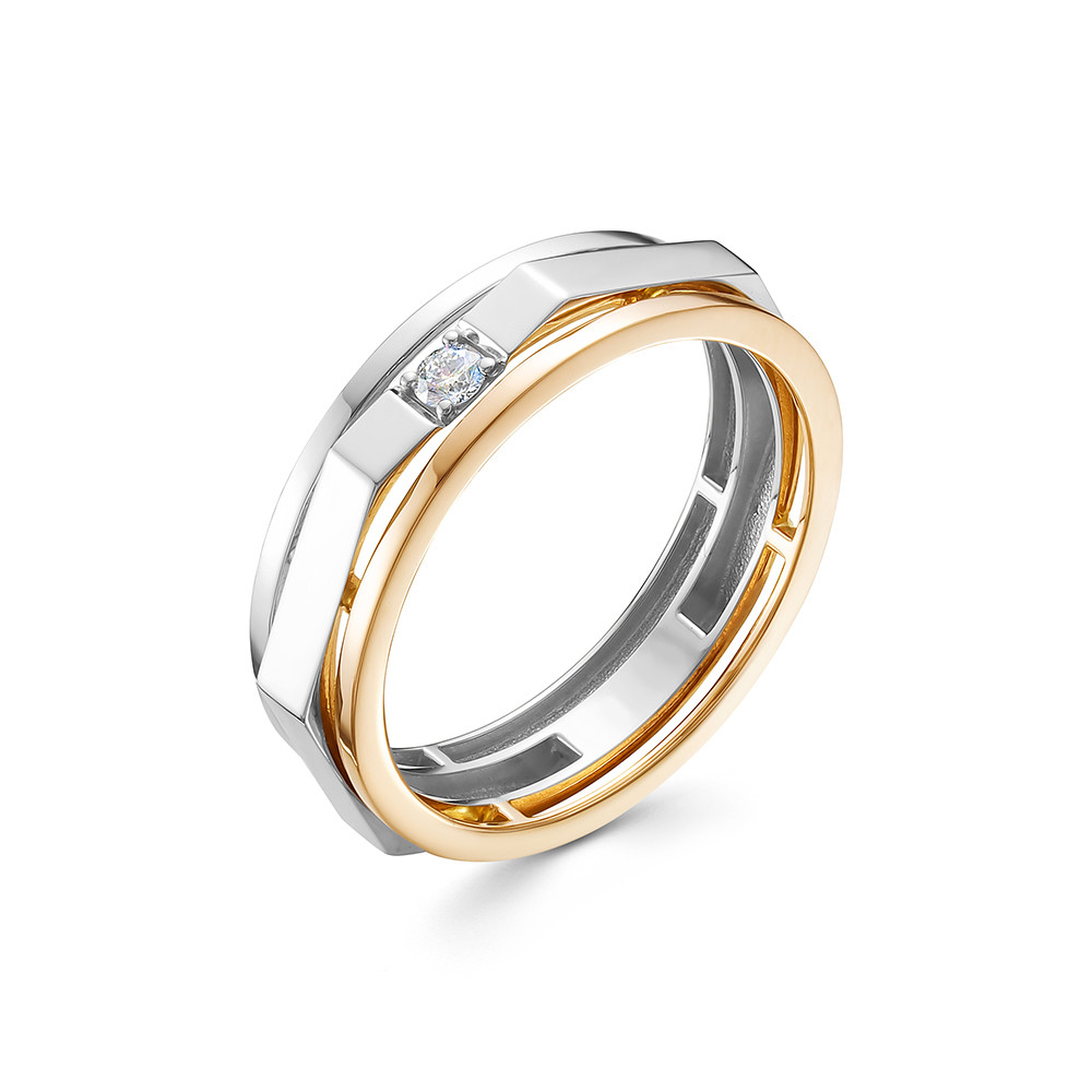 Обручальное кольцо из комбинированного золота с бриллиантом Ювелирное изделие - Обручальное кольцо из комбинированного золота с бриллиантом в магазине Best-Gold 030229