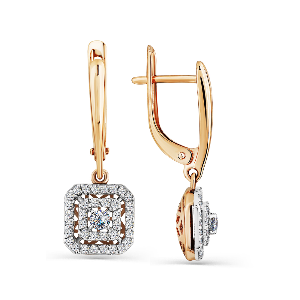 Серьги из красного золота с фианитами Ювелирное изделие - Серьги из красного золота с фианитами в магазине Best-Gold 153062