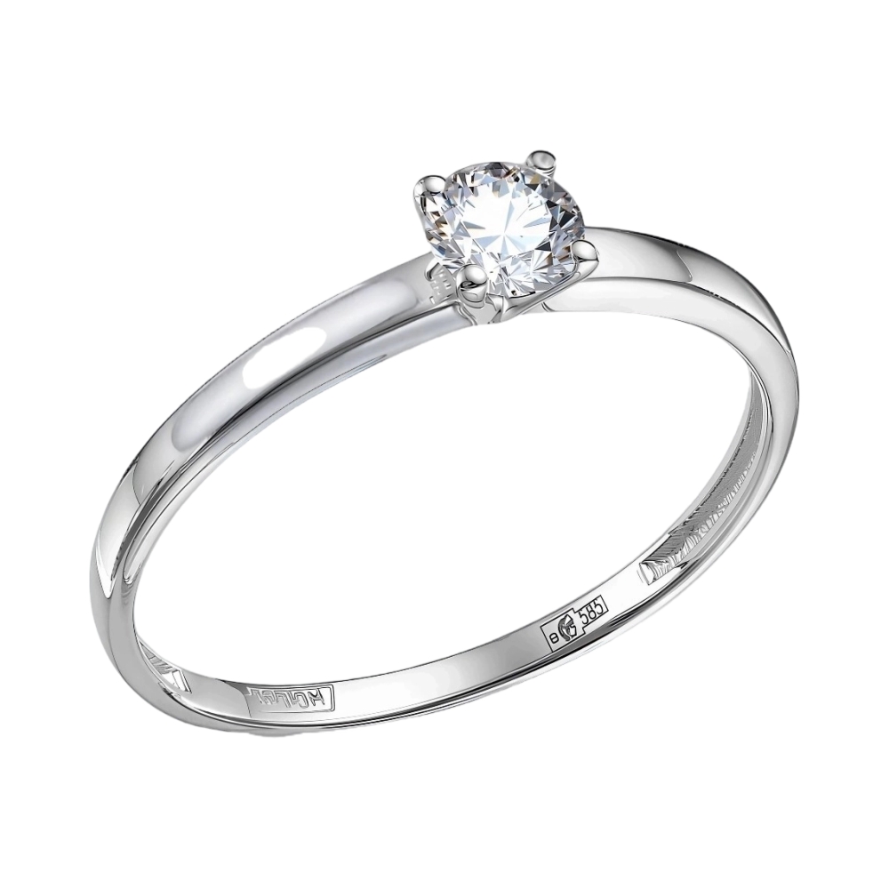 Кольцо помолвочное из белого золота с бриллиантом Ювелирное изделие - Кольцо помолвочное из белого золота с бриллиантом в магазине Best-Gold 028482