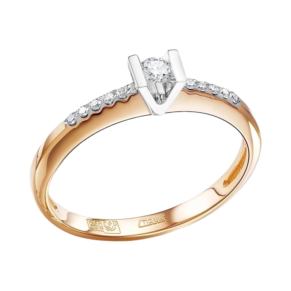 Кольцо из красного золота с бриллиантами Ювелирное изделие - Кольцо из красного золота с бриллиантами в магазине Best-Gold 031621