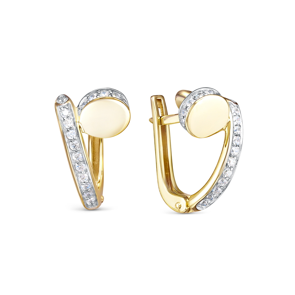 Ювелирное изделие - Сертги из желтого золота с фианитами в магазине Best-Gold 157816