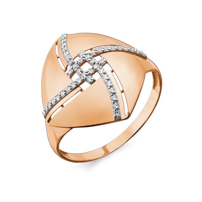 Кольцо в красном золоте с фианитом Ювелирное изделие - Кольцо в красном золоте с фианитом в магазине Best-Gold 131272