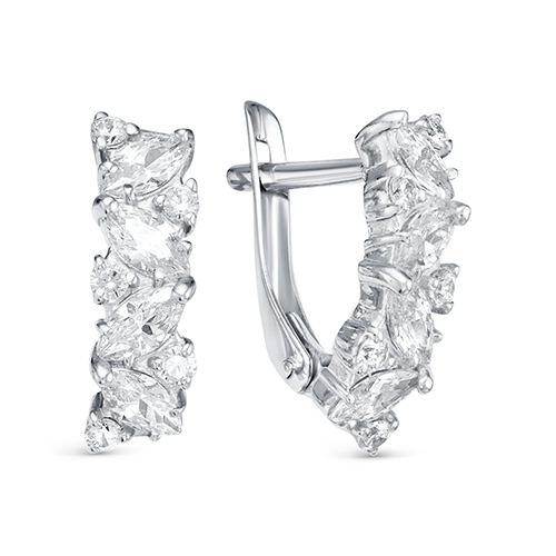 Серьги из белого золота с фианитами Ювелирное изделие - Серьги из белого золота с фианитами в магазине Best-Gold 145058