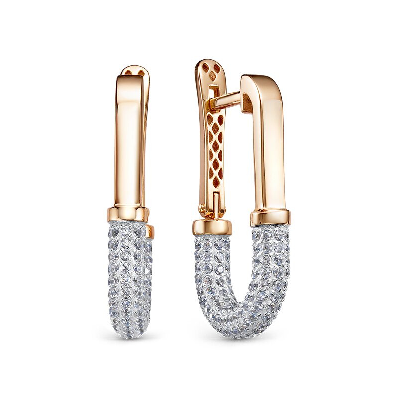 Ювелирное изделие - Серьги из красного золота с фианитами в магазине Best-Gold 156877