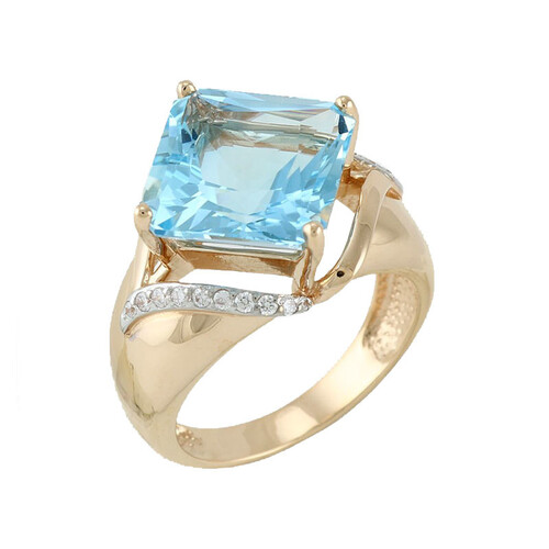 Ювелирное изделие - Кольцо из серебра с топазом и фианитами в магазине Best-Gold 094728