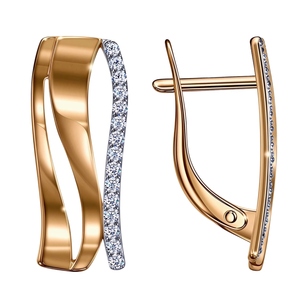 Ювелирное изделие - Серьги из красного золота с фианитами в магазине Best-Gold 150638