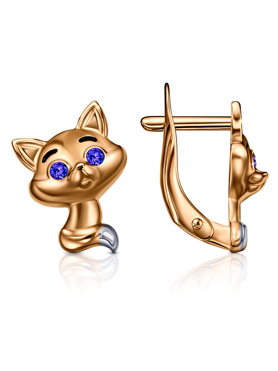 Ювелирное изделие - Серьги из красного золота с фианитами в магазине Best-Gold 150624