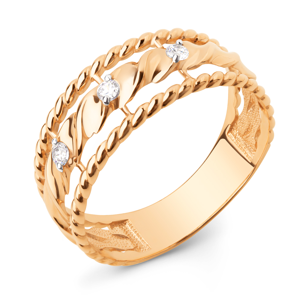 Ювелирное изделие - Кольцо из красного золота с фианитами в магазине Best-Gold 145411