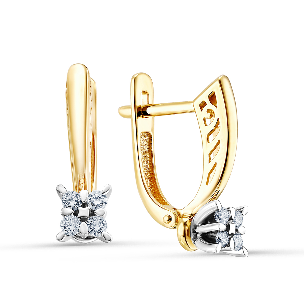 Серьги из комбинированного золота с бриллиантами Ювелирное изделие - Серьги из комбинированного золота с бриллиантами в магазине Best-Gold 124085