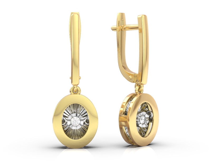 Серьги из желтого золота с бриллиантами Ювелирное изделие - Серьги из желтого золота с бриллиантами в магазине Best-Gold 078536