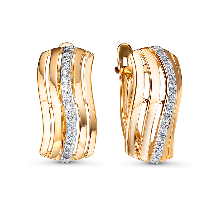 Серьги из красного золота с фианитами Ювелирное изделие - Серьги из красного золота с фианитами в магазине Best-Gold 133093