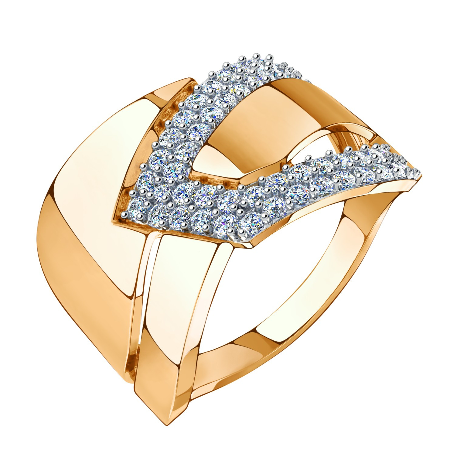 Кольцо из красного золота с фианитами Ювелирное изделие - Кольцо из красного золота с фианитами в магазине Best-Gold 051045