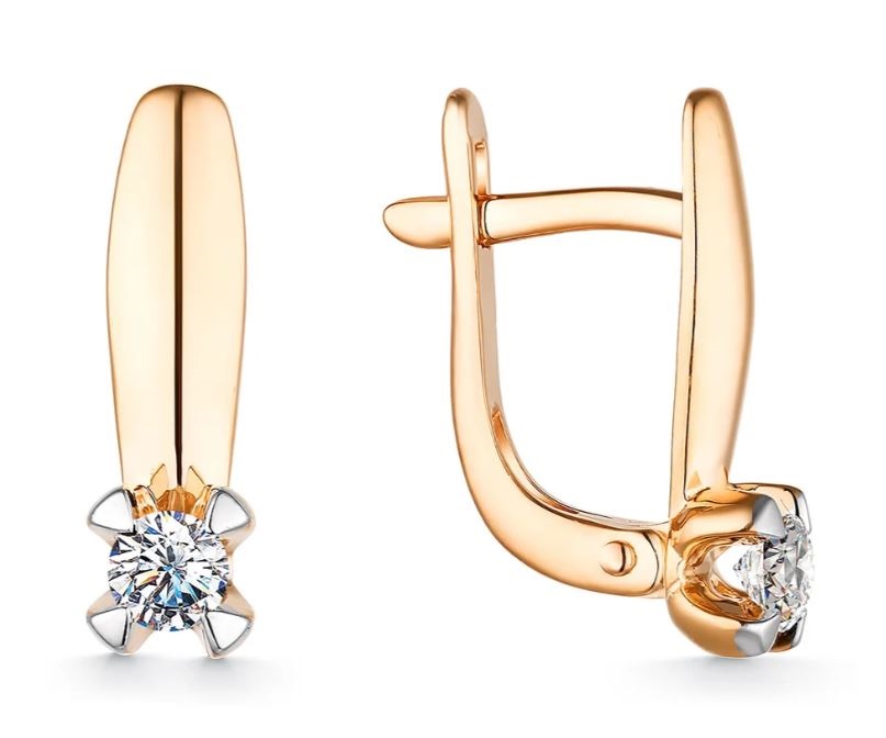 Ювелирное изделие - Серьги из красного золота с бриллиантами в магазине Best-Gold 154406