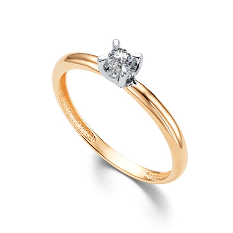 Ювелирное изделие - Кольцо помолвочное из красного золота с бриллиантом в магазине Best-Gold 066353