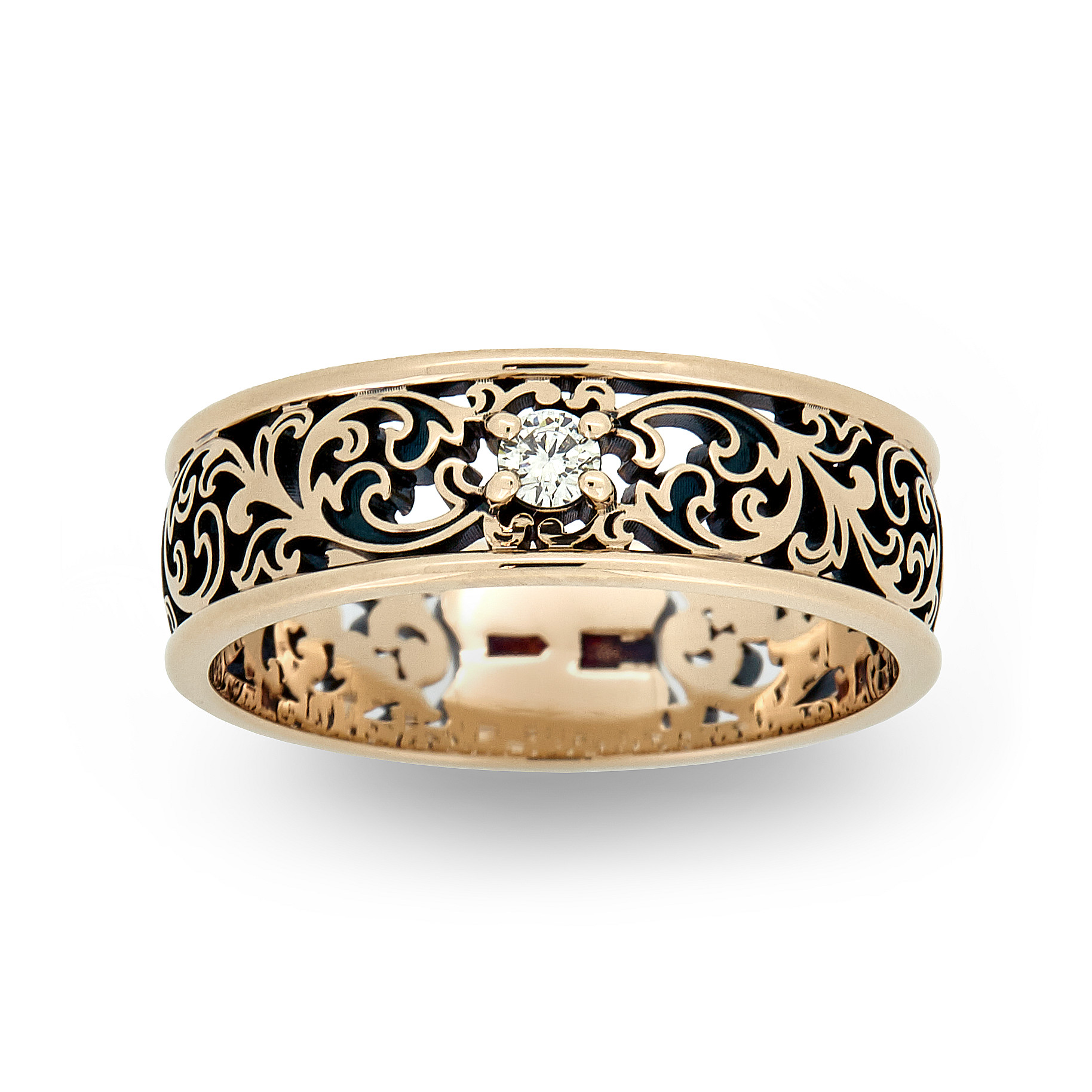 Обручальное кольцо из красного золота с бриллиантом Ювелирное изделие - Обручальное кольцо из красного золота с бриллиантом в магазине Best-Gold 108057