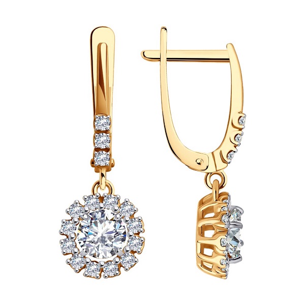 Ювелирное изделие - Серьги из красного золота с фианитами в магазине Best-Gold 116358