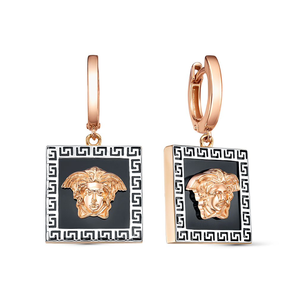 Ювелирное изделие - Серьги из красного золота с ониксом в магазине Best-Gold 130966