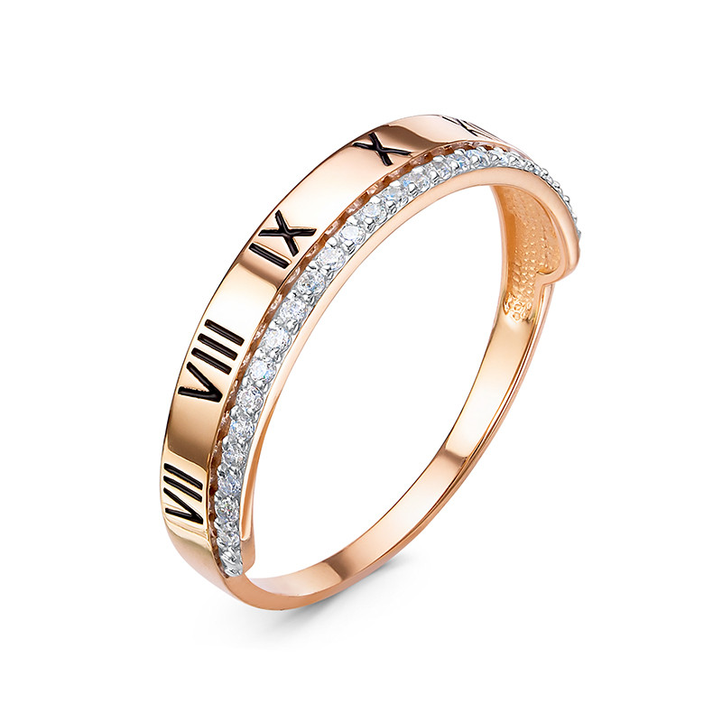 Кольцо из красного золота с эмалью и фианитами Ювелирное изделие - Кольцо из красного золота с эмалью и фианитами в магазине Best-Gold 033122