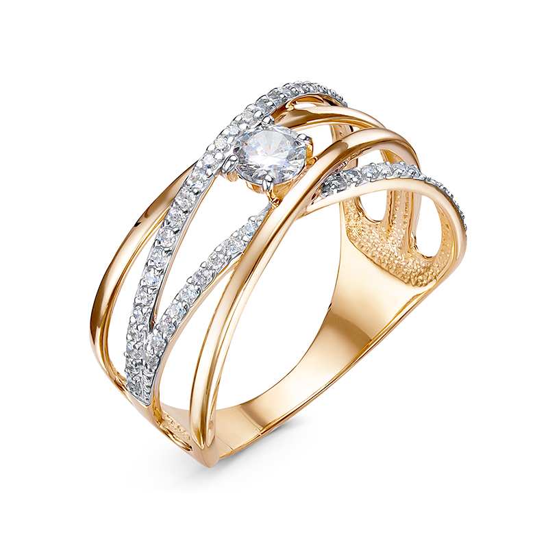 Ювелирное изделие - Кольцо из красного золота с фианитами в магазине Best-Gold 034455