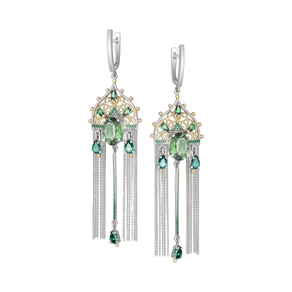 Ювелирное изделие - Серьги из серебра с фианитами в магазине Best-Gold 156270