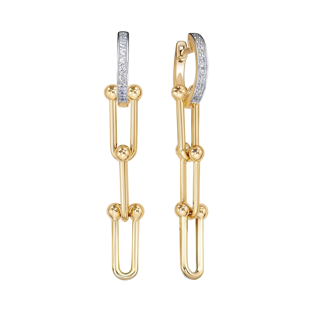 Ювелирное изделие - Серьги из желтого золота с фианитами в магазине Best-Gold 156915