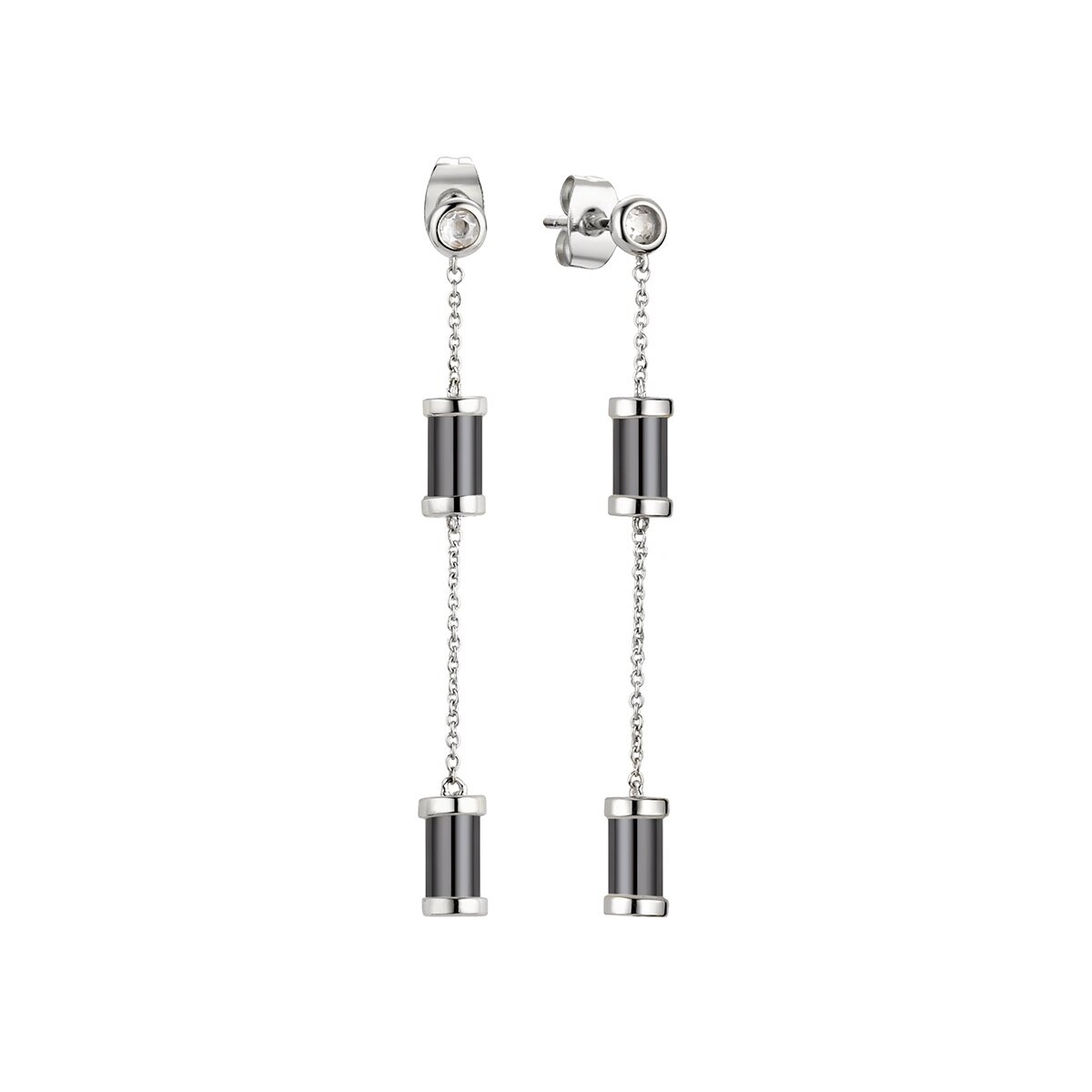 Серьги из серебра с фианитами и керамикой Ювелирное изделие - Серьги из серебра с фианитами и керамикой в магазине Best-Gold 055801