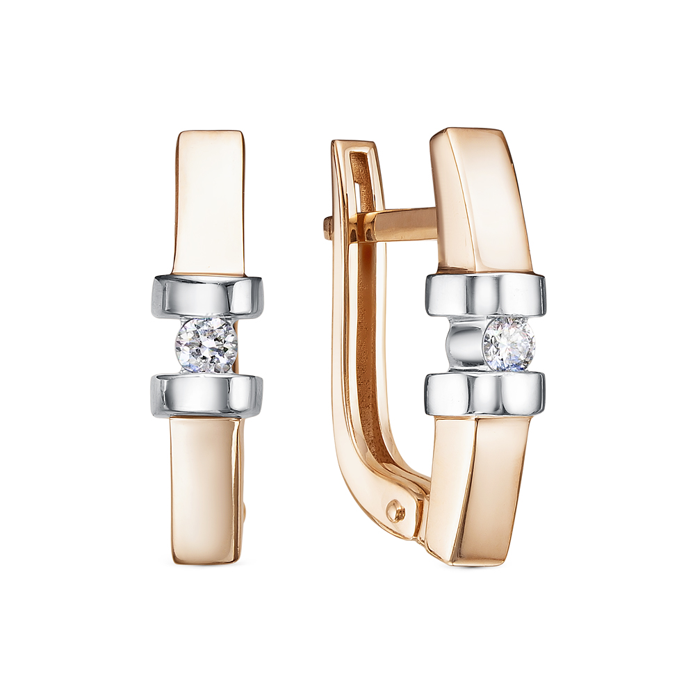 Серьги из комбинированного золота с бриллиантами Ювелирное изделие - Серьги из комбинированного золота с бриллиантами в магазине Best-Gold 076655